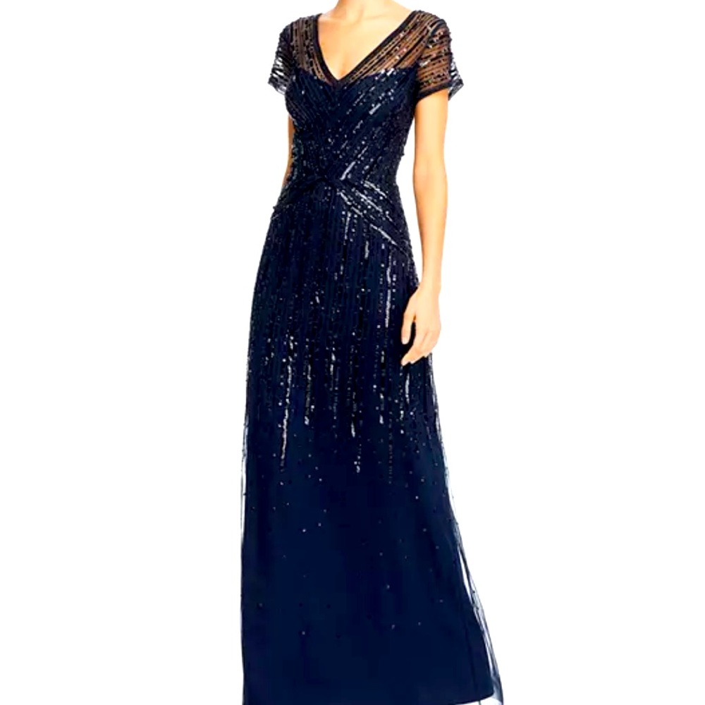 Adriana papell beaded mermaid dress